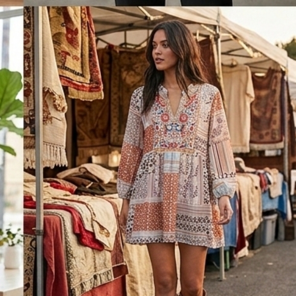 Tops - Bohemian Embroidered Tunic Top